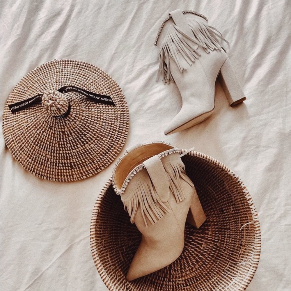 Wanted Raye palomino booties wanted! Wanted! Revolve fringe white